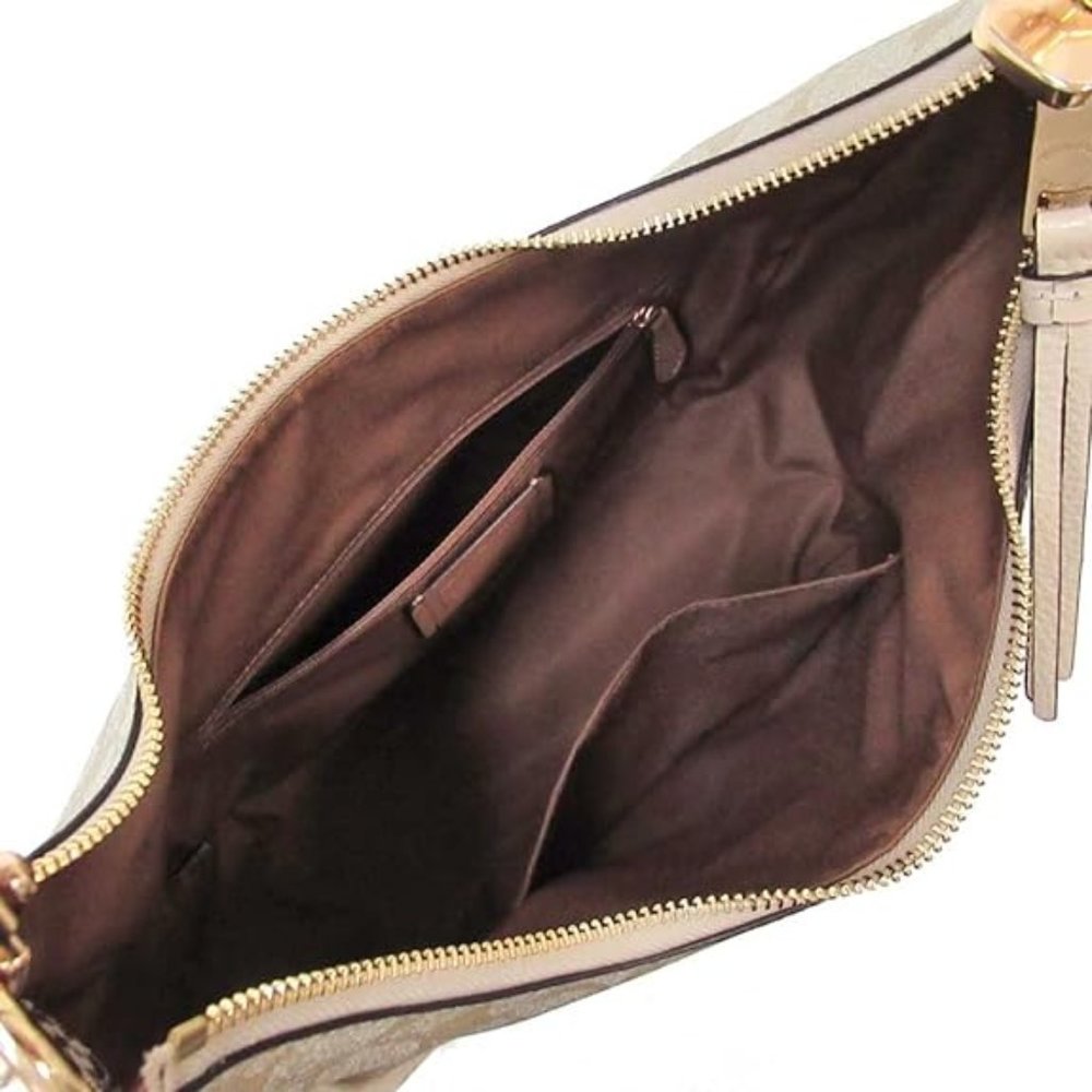 COACH Jules Hobo Pebble & Snake-Embossed Leather Bag Light Khaki/Ivory C9191 - Picture 7 of 9